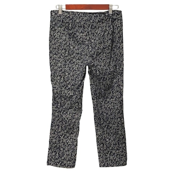 J Jill Black White Floral Stretch Pants Size 6 Petite Boho Pull On Cropped - Picture 2 of 7